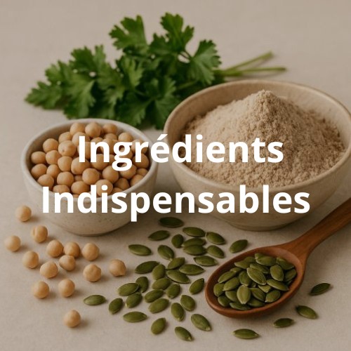 ingrédients indispensables pour une alimentation éthique pois chiches, graines de courge, farine de sarrasin