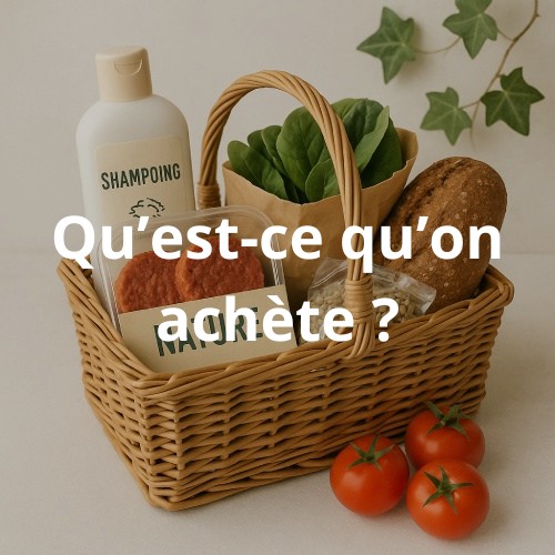 qu'est-ce qu'on achète pour respecter le bien-être animale? corbeille rempli de produits éthiques